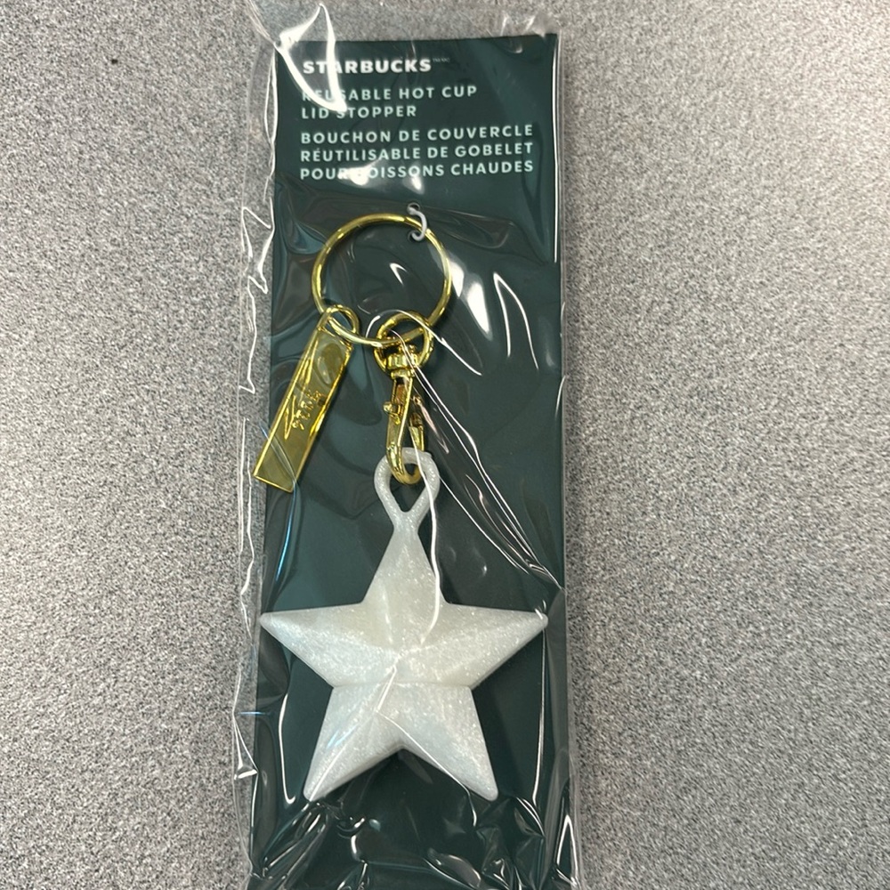 2024 STARBUCKS HOLIDAY REUSABLE WHITE STAR HOT CUP LID STOPPER.